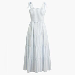 J. Crew Smocked Shoulder Tie Sundress